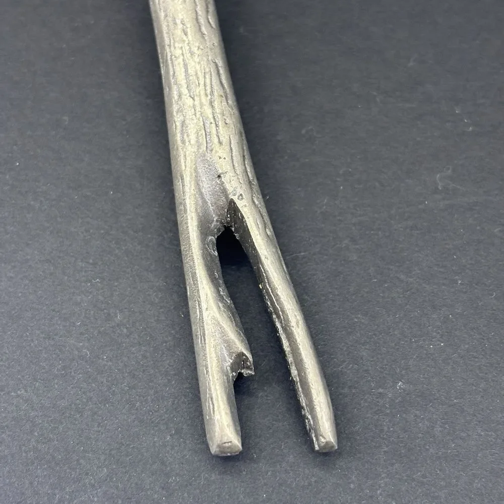Vintage Aluminum Grey Tree Branch‎ Twigs Serving Set Salad Mixing Spoons